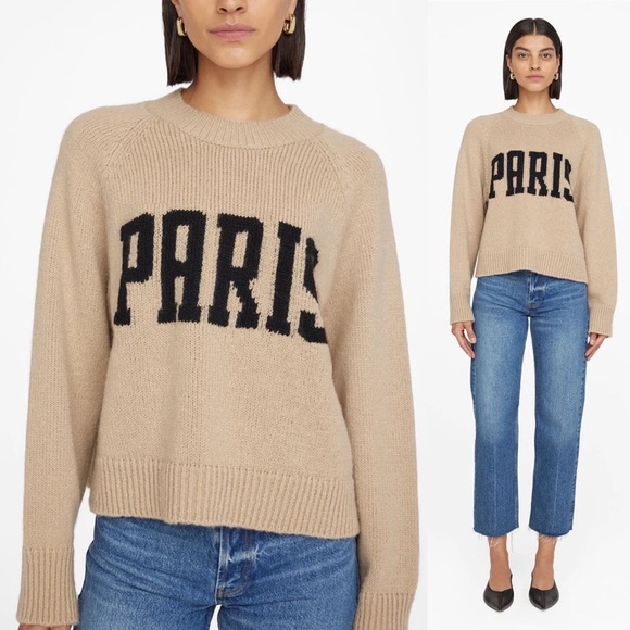 Anine Bing Kendrick Wool Cashmere Blend Crewneck Sweater Camel NEW with tags - Picture 13 of 13